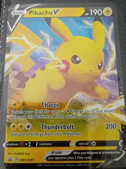 Pokemon TCG Pikachu V SWSH061 Promo Ultra Full Art Holo - Image 1