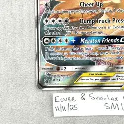 Eevee & Snorlax GX SM169 NEAR MINT Black Star Promo Pokemon TCG - Image 3