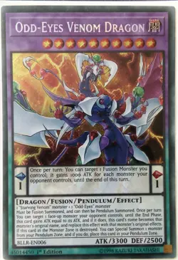 YuGiOh Odd-Eyes Venom Dragon Secret Rare 1st Edition BLLR-EN006 NM/M - Image 1