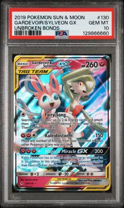 PSA 10 GEM MINT Gardevoir & Sylveon GX 130/214 Unbroken Bonds 2019 Pokemon Card - Image 1