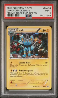 PSA 9 Mint Luxio Cracked Ice Holo 2012 Pokemon B & W Dark Explorers BSP #BW34 - Image 1