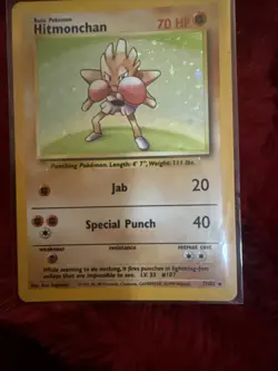 Pokemon TCG Hitmonchan Base Set 7/102 Holo 1999-2000 Wizards Base Set Holo Rare - Image 3