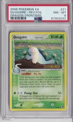 2006 Pokemon Ex Dragon Frontiers 21/101 Quagsire Reverse Holo PSA 8 Stamped - Image 1