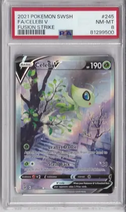 Pokemon TCG Celebi v 245/264 Fusion Strike Alternate Art Rare Holo PSA 8 - Image 1