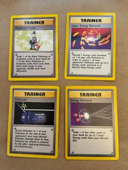 4 Base Set Cards Pokemon Trader Super Energy Removal Defender Energy Retrieval - Image 1