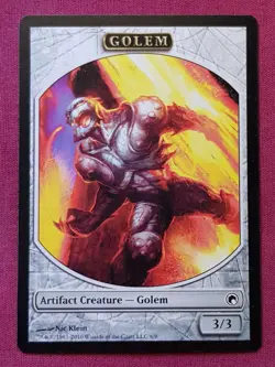 Magic The Gathering SCARS OF MIRRODIN GOLEM token card MTG - Image 1