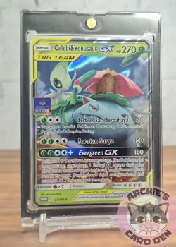 Pokemon Card Indonesia Tag Team Celebi & Venusaur GX Foil Promo Gym Stamp NM - Image 1