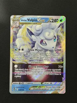 Alolan Vulpix VSTAR 034/195 Silver Tempest Ultra Rare Holo Card NM Condition - Image 1