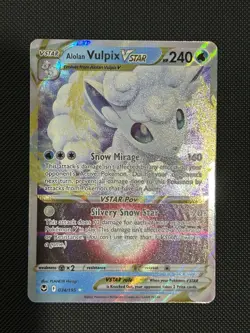 Alolan Vulpix VSTAR 034/195 Silver Tempest Ultra Rare Holo Card NM Condition - Image 2