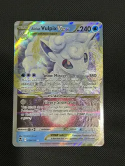 Alolan Vulpix VSTAR 034/195 Silver Tempest Ultra Rare Holo Card NM Condition - Image 3