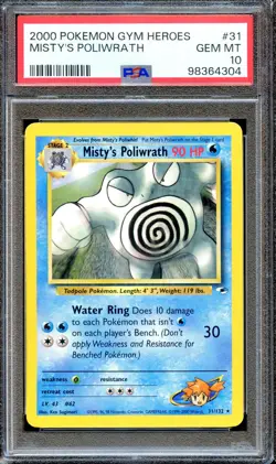 PSA 10 Misty's Poliwrath Gym Heroes 31/132 Unlimited Pokemon Card GEM MINT - Image 1