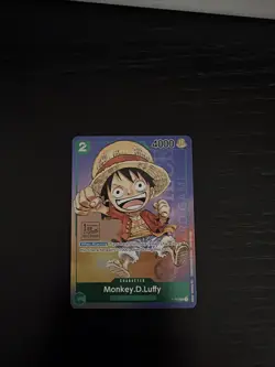 Monkey D Luffy P-037 1st Anniversary Tournament STAMP Promo Holo One Piece Card - Image 1