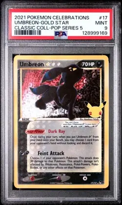 2021 POKEMON CELEBRATIONS CLASSIC COLLECTION #17 UMBREON-GOLD STAR PSA 9 - Image 1