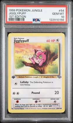 1999 POKEMON JUNGLE 1ST ED #54 JIGGLYPUFF PSA 10 - Image 1