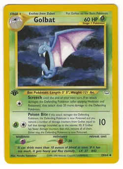 1ST EDITION POKEMON GOLBAT 29/64 NEO REVELATION POKEMON UNCOMMON NEAR MINT-MINT - Image 1