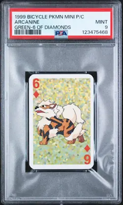 PSA 9 Arcanine 6 of Diamonds Graded Pokemon Mini Bicycle Card - Image 1