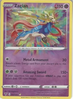 Zacian 082/185 Amazing Rare Pokemon SWSH-04 Vivid Voltage - Image 1