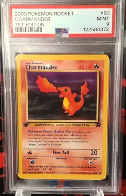 PSA 9 MINT 2000 Pokemon Rocket 1st Edition 50/82 Charmander - Image 1