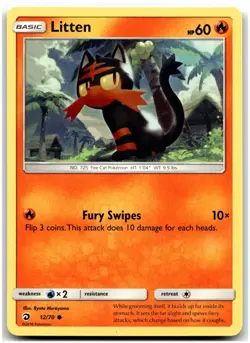 Litten 12/70 Dragon Majesty Pokemon Card NM - Image 1