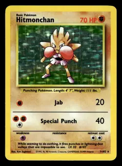 Hitmonchan 7/102 Holo Rare Base Set Pokemon Card - 1 - Image 1