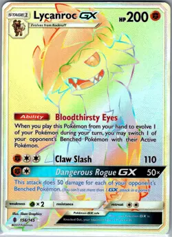 Lycanroc GX (Secret) 156/145 SM - Guardians Rising - Pokemon Card - NM - Image 1