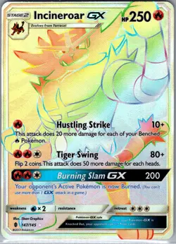 Incineroar GX (Secret) 147/145 SM - Guardians Rising - Pokemon Card - NM - Image 1
