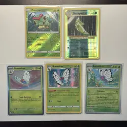 Butterfree Metapod Caterpie Pokemon Card Lot - X5 Unique Holos - A38 - Image 1