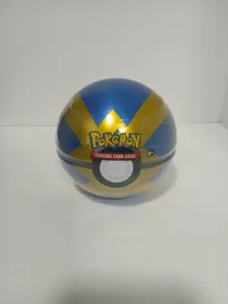 Pokemon TCG Poke Ball Tin BLUE & GOLD Quick Ball 3 Booster Packs & Coin SEALED ! - Image 1