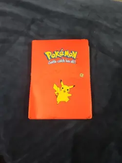 Vintage Red Pickachu Pokemon Binder Cpntains 120+ Cards [READ DESCRIPTION] - Image 1