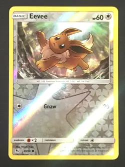Pokemon TCG Eevee 49/68 Reverse Holo Common SM Hidden Fates MP - Image 1