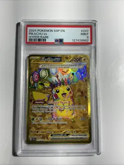 2024 Pokemon SV Surging Sparks Pikachu EX 247/191 Full Art Hyper Rare PSA 9 Mint - Image 1