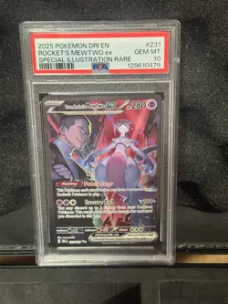 2025 POKEMON DRI EN-DESTINED RIVALS #231 TEAM ROCKET'S MEWTWO EX PSA 10 - Image 1