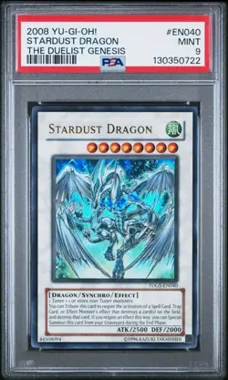 2008 Yu-Gi-Oh! Stardust Dragon TDGS-EN040 The Duelist Genesis Unlimited PSA 9 - Image 1