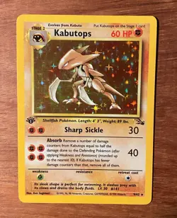 1st Edition Holographic Kabutops🌀1999 Vintage Pokemon Trading Card Fossil 9/62 - Image 2