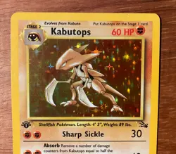 1st Edition Holographic Kabutops🌀1999 Vintage Pokemon Trading Card Fossil 9/62 - Image 3
