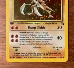 1st Edition Holographic Kabutops🌀1999 Vintage Pokemon Trading Card Fossil 9/62 - Image 4