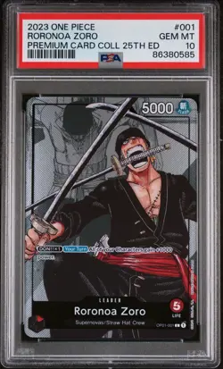 RORONOA ZORO OP01-001 PSA 10 ENGLISH PREMIUM CARD COLLECTION ONE PIECE TCG - Image 1