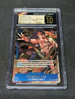 2025 ONE PROMO CARDS #OP07-053 PORTGAS D. ACE CGC 10 PRISTINE WINNER STAMPED ENG - Image 1