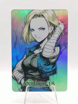 Android 18 - Dragon Ball - Comic Styled Anime Game Waifu Card - Image 1