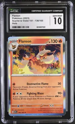 Pokemon 2023 Flareon 136/165 Sv: Scarlet & Violet 151 Holo CGC 10 - Image 1
