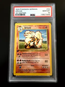 Pokemon Fukano & Arkani 1. Edition PSA 10 GEM MT Base Set Deutsch - Image 1