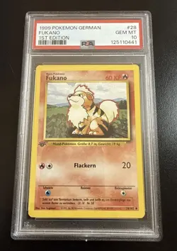 Pokemon Fukano & Arkani 1. Edition PSA 10 GEM MT Base Set Deutsch - Image 3