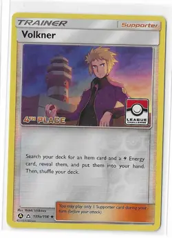 Volkner 135a/156 4th Place League Stamped Promo Ultra Prism Pokemon TCG Card NM - Image 1