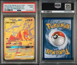 2021 POKEMON SM BLACK STAR PROMO #SM247 FULL ART/RESHIRAM & CHARIZARD GX PSA 9 - Image 3