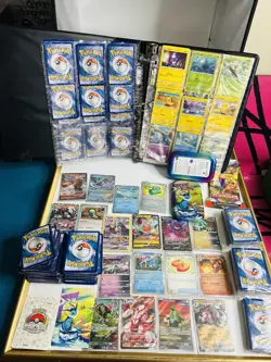 Pokemon Cards W/Binder Lot Of 313 Cards, Pikachu Plush, And Other Accessories - Image 2