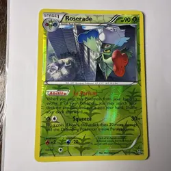 Pokemon TCG Roserade 15/124 Dragons Exalted DRX Reverse Holo Rare BLW 2012 NM - Image 1