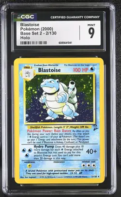 CGC 9 MINT Blastoise 2000 Base Set 2 2/130 Holo Pokemon Card - Image 1