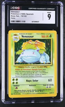 CGC 9 MINT Venusaur 1999 Base Set 15/102 Holo SPANISH Pokemon Card - Image 1