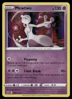 Mewtwo 059/159 Holo Rare Holo NM Pokemon Crown Zenith - Image 1