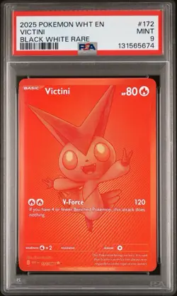 2025 POKEMON Victini 172/086 BWR White Flare PSA 9 Mint Rare - Image 1